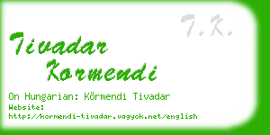 tivadar kormendi business card